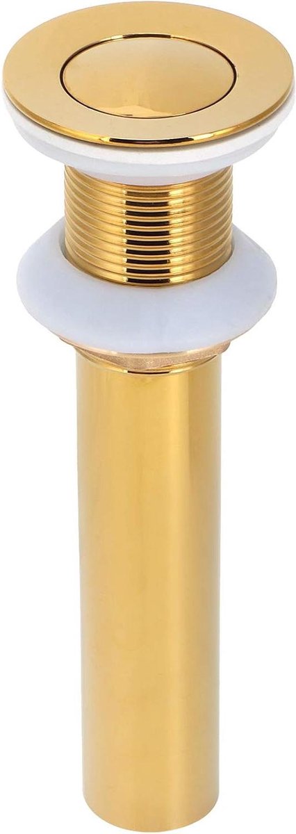 Afvoergarnituur wastafel - Afvoerplug Afvoer ventiel - Lekkage voorkomen - Zonder overloop - 19 cm lengte - Goud