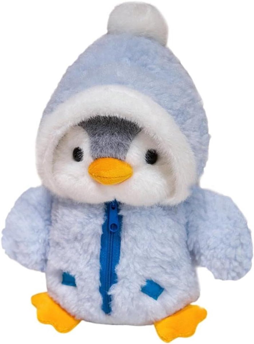 Pinguïn pluche pop - Knuffeldier pinguïn - Decoratie en gezelschap - Afneembare muts - 25 cm - Blauw