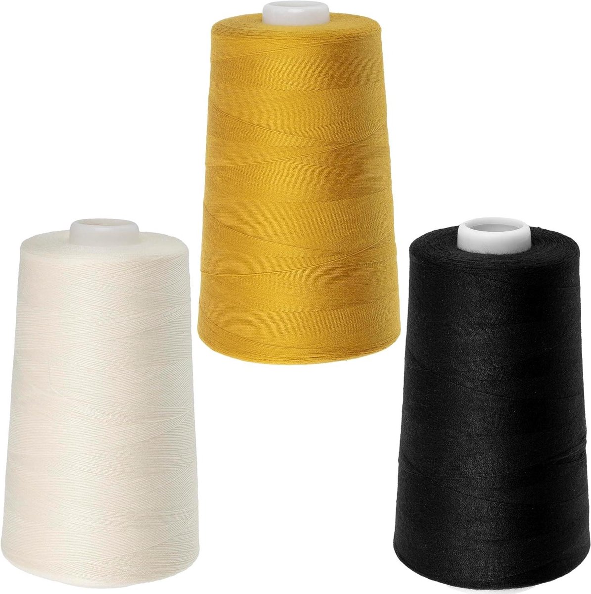 Naaidraad Set - Polyester Garen - Kleding Maken - Extra Lange Klost - 4000 m - Zwart Wit Amber