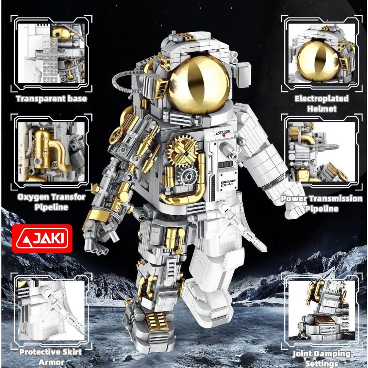 Jaki - Astronaut Ruimtevaarder | Artemis Space Wars Expert | Classic Creator STEM ideas speelgoed | Compatible met lego mould king mega bloks | Technic nasa ruimte robot bouwpakket | 1078 bouwstenen — afbeelding 3