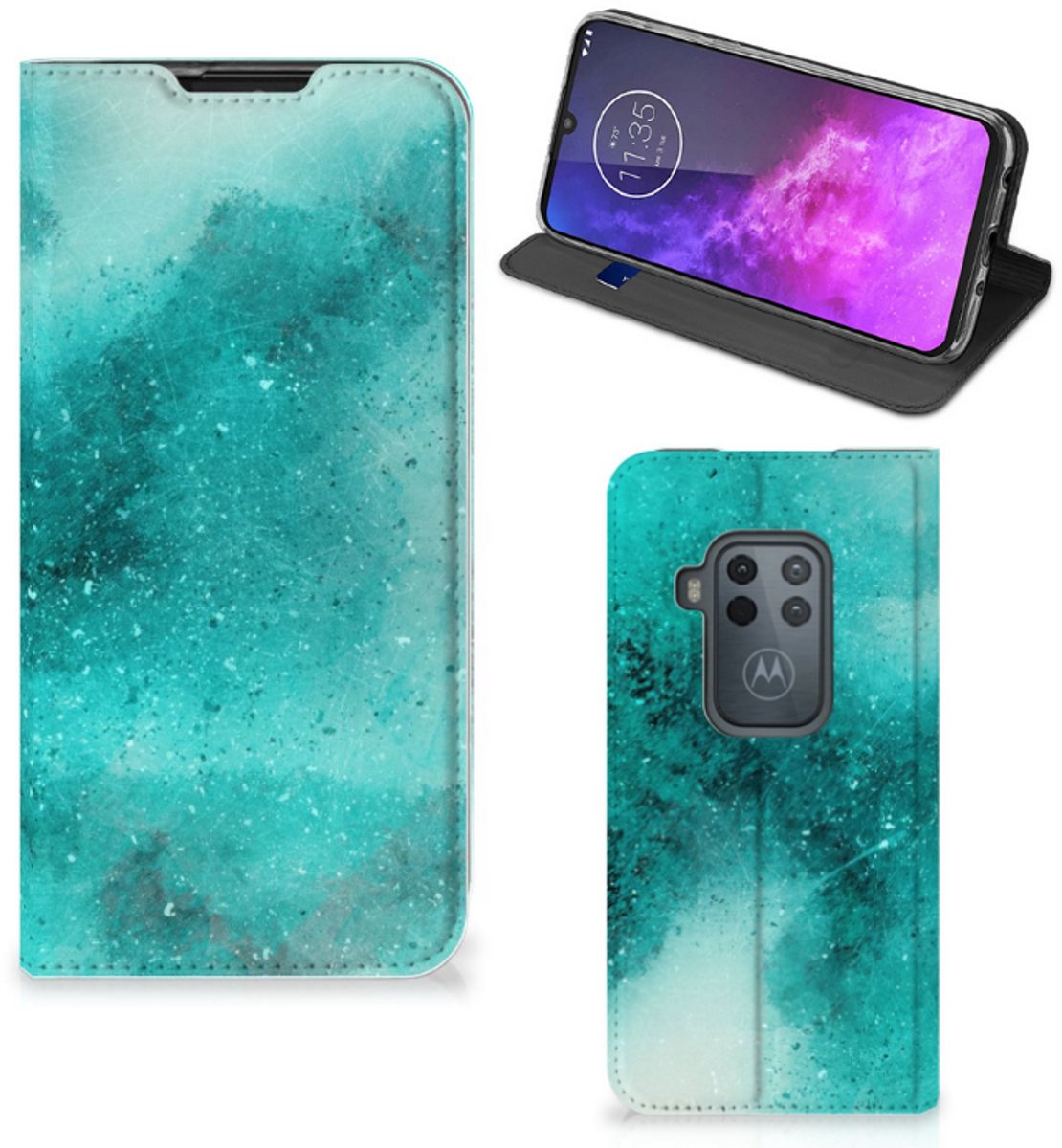 Bookcase Motorola One Zoom Painting Blue