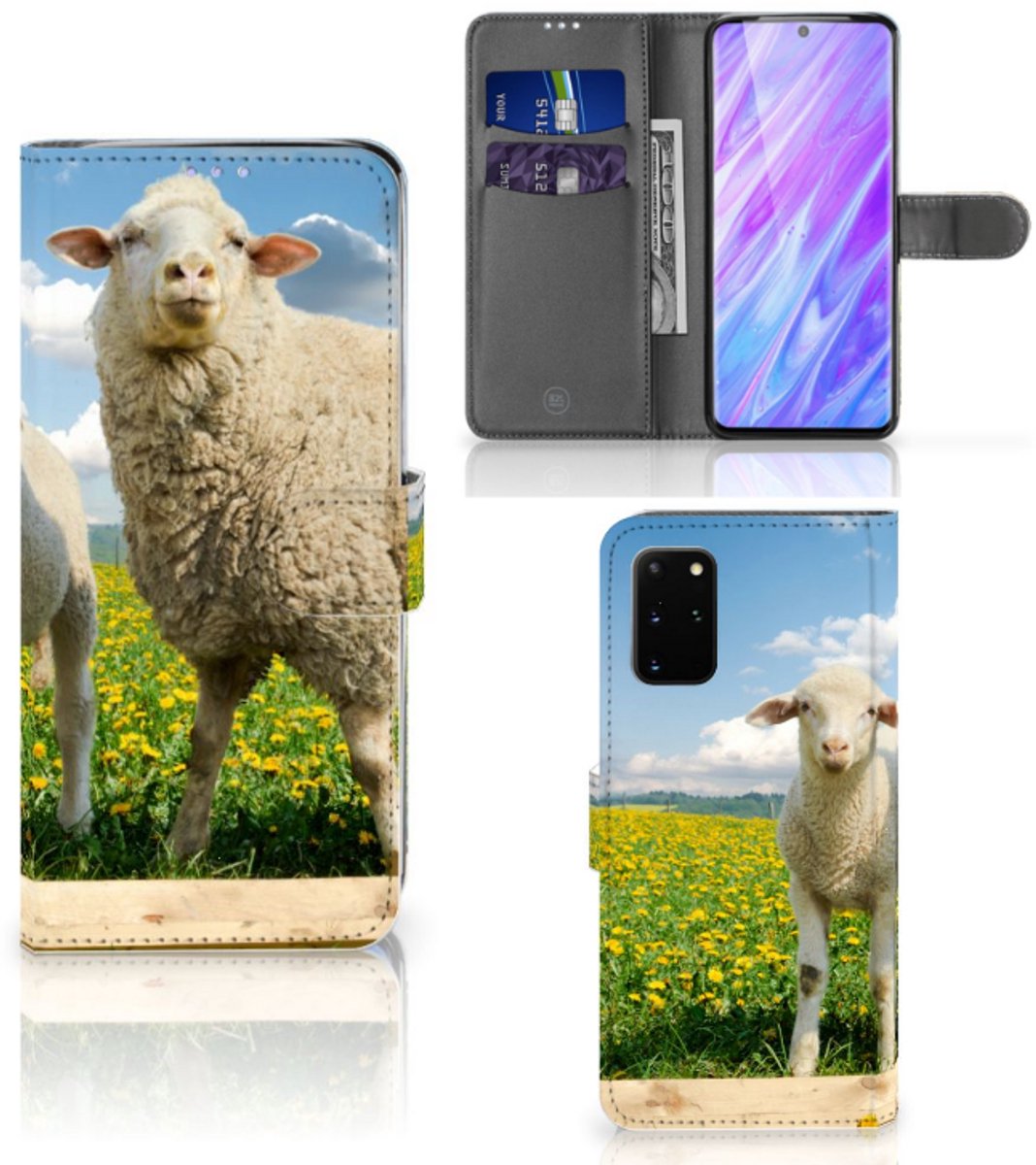 Samsung Galaxy S20 Plus Telefoonhoesje met Pasjes Schaap en Lammetje