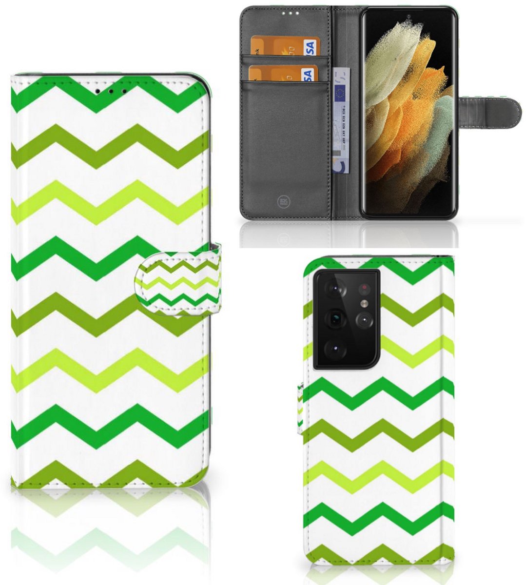 Samsung Galaxy S21 Ultra Telefoon Hoesje Zigzag Groen