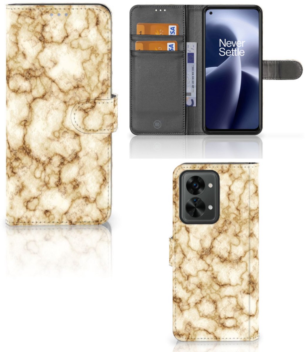 OnePlus Nord 2T Bookcase Marmer Goud