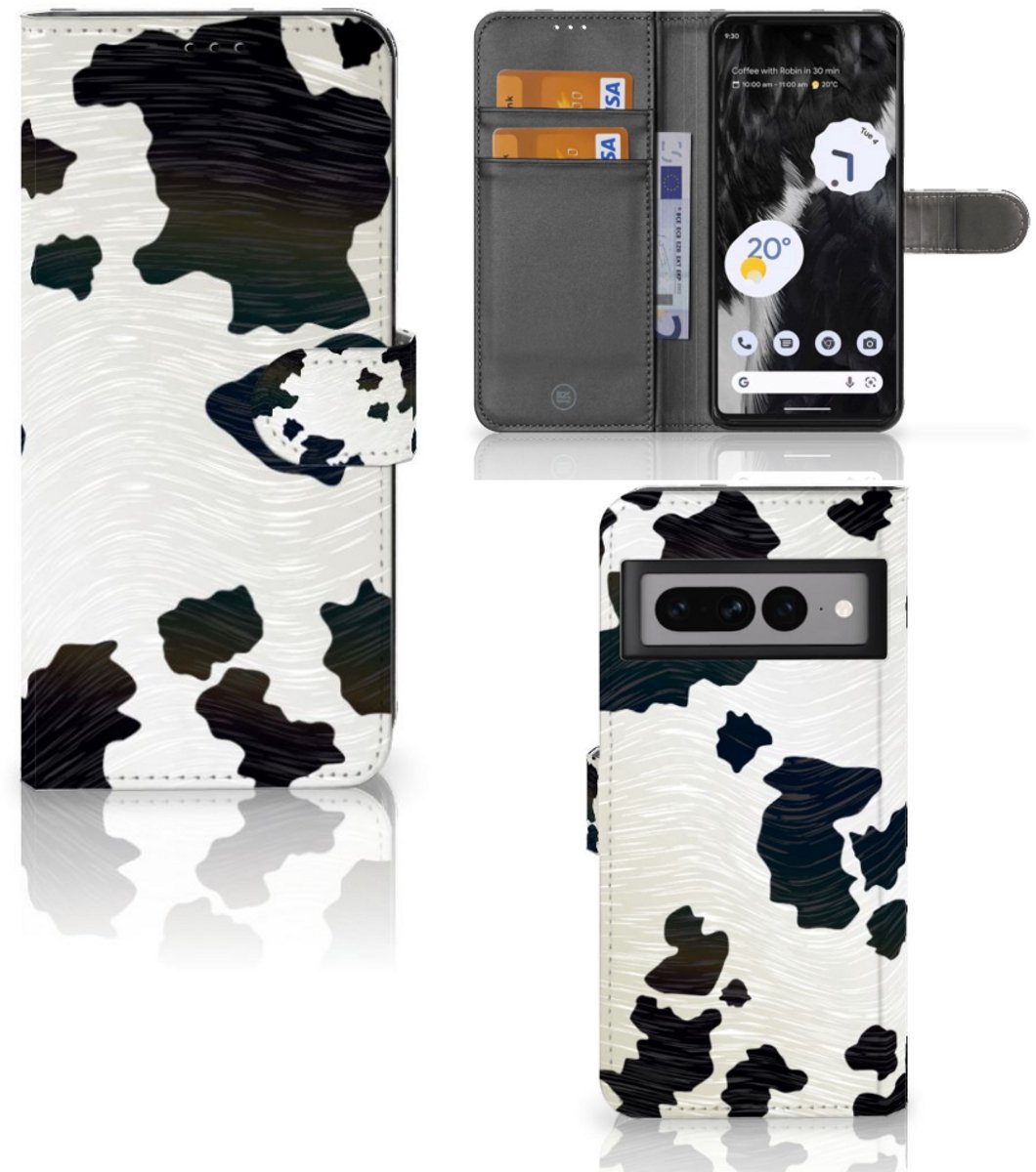 Google Pixel 7 Pro Telefoonhoesje met Pasjes Koeienvlekken