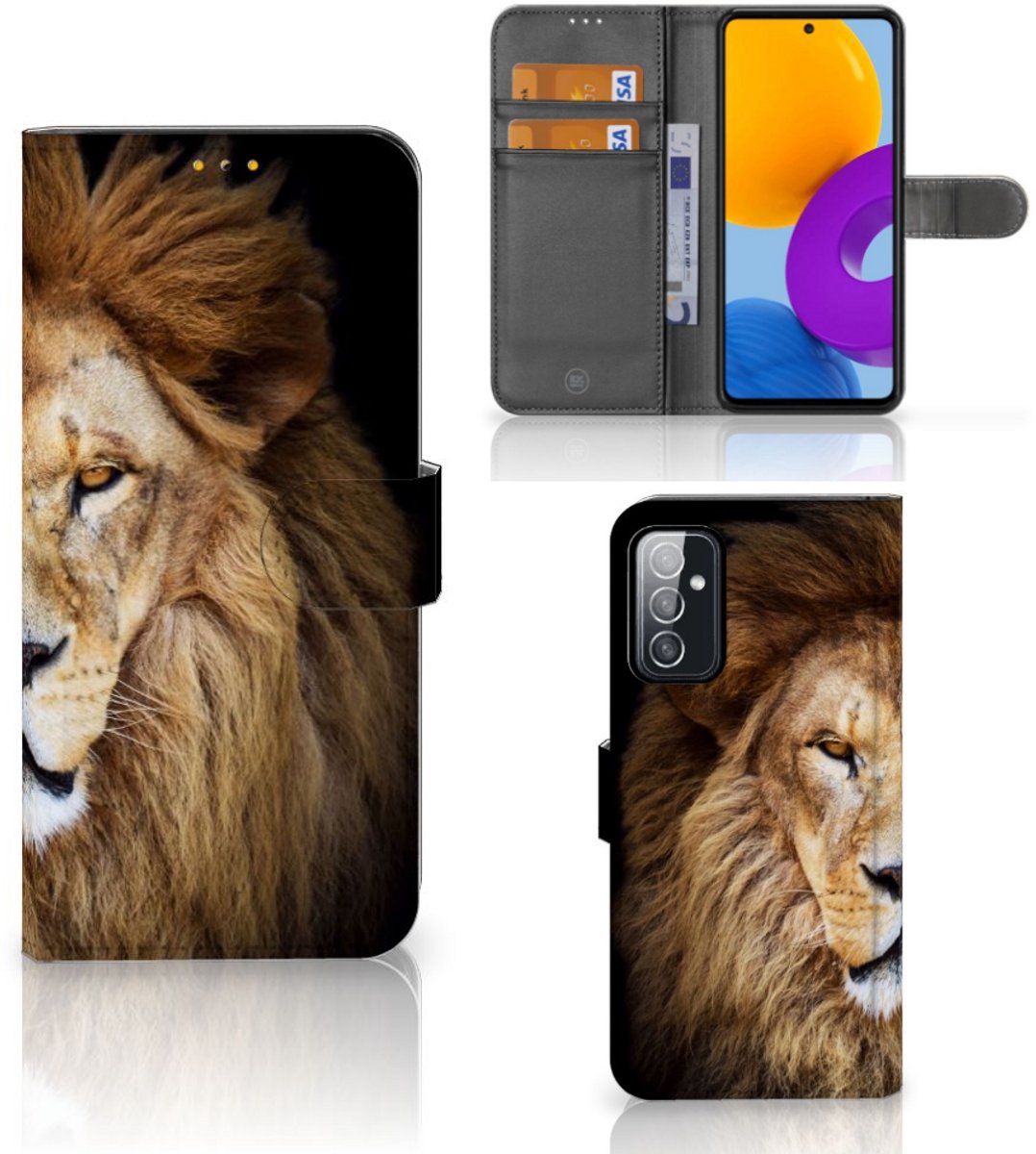 Samsung Galaxy M52 Telefoonhoesje met Pasjes Leeuw
