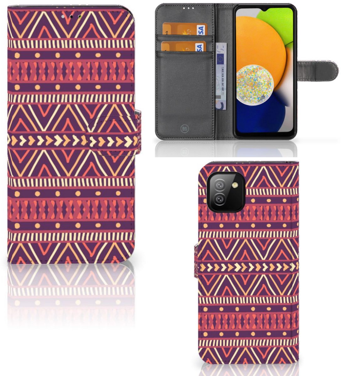 Samsung Galaxy A03 Telefoon Hoesje Aztec Paars