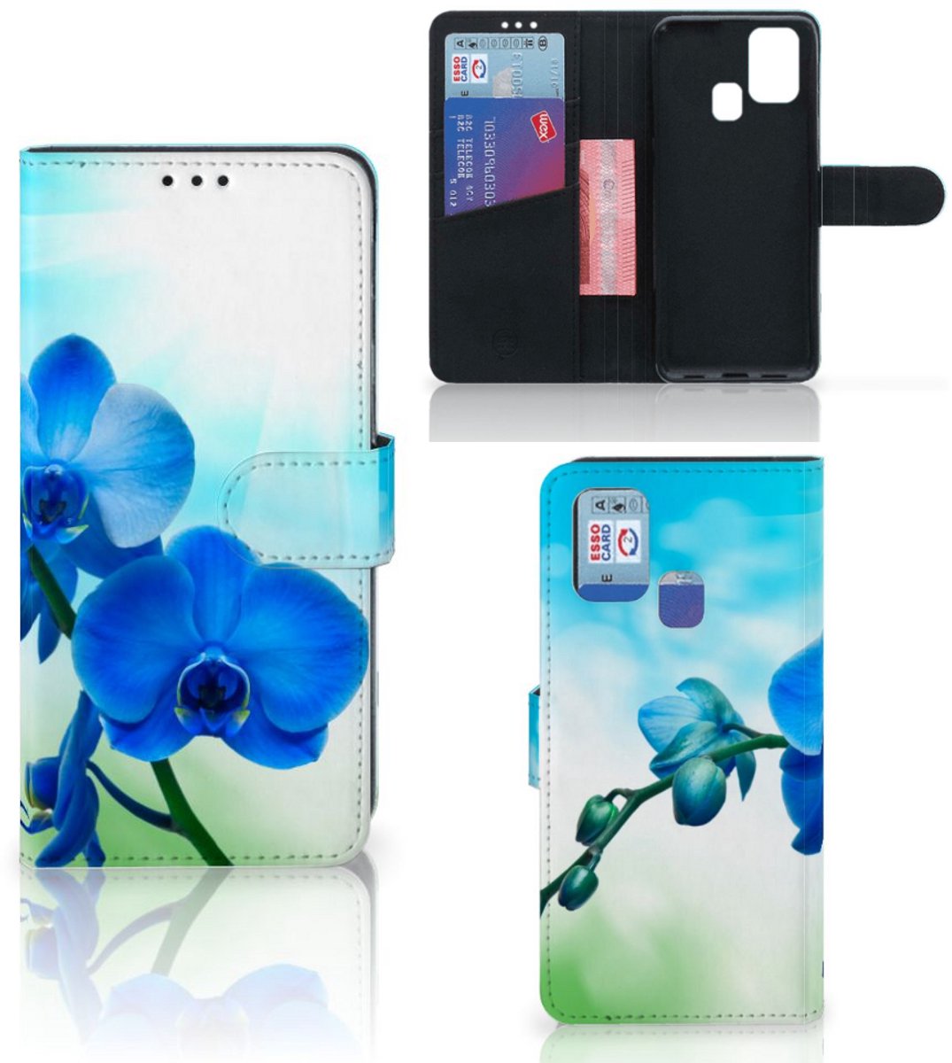 Book Case voor Samsung Galaxy M31 Hoesje Orchidee Blauw - Cadeau voor je Moeder