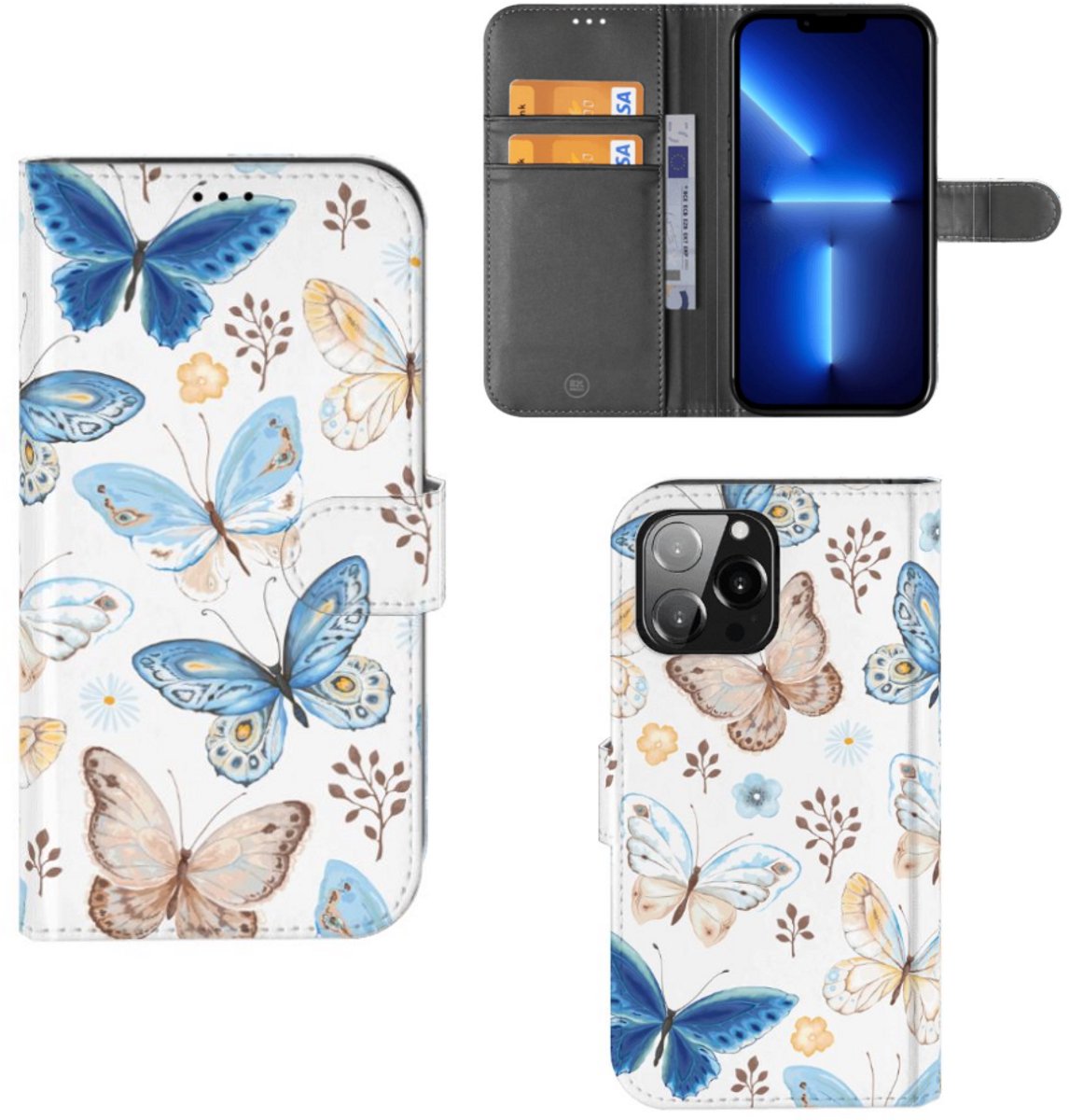 Telefoonhoesje met Pasjes voor iPhone 13 Pro Max Vlinder