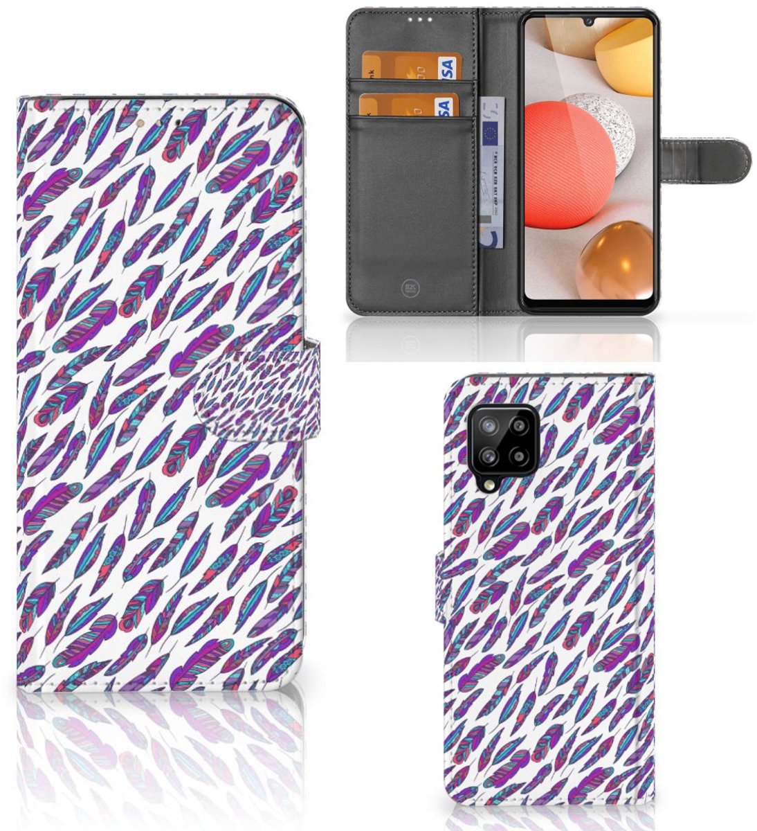 Samsung Galaxy A42 5G Telefoon Hoesje Feathers Color