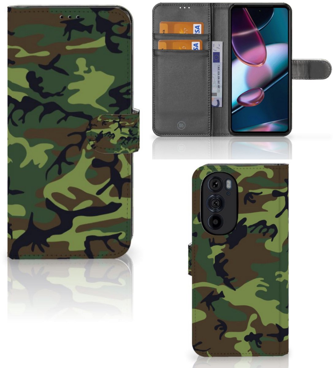 Motorola Edge 30 Pro Telefoon Hoesje Army Dark