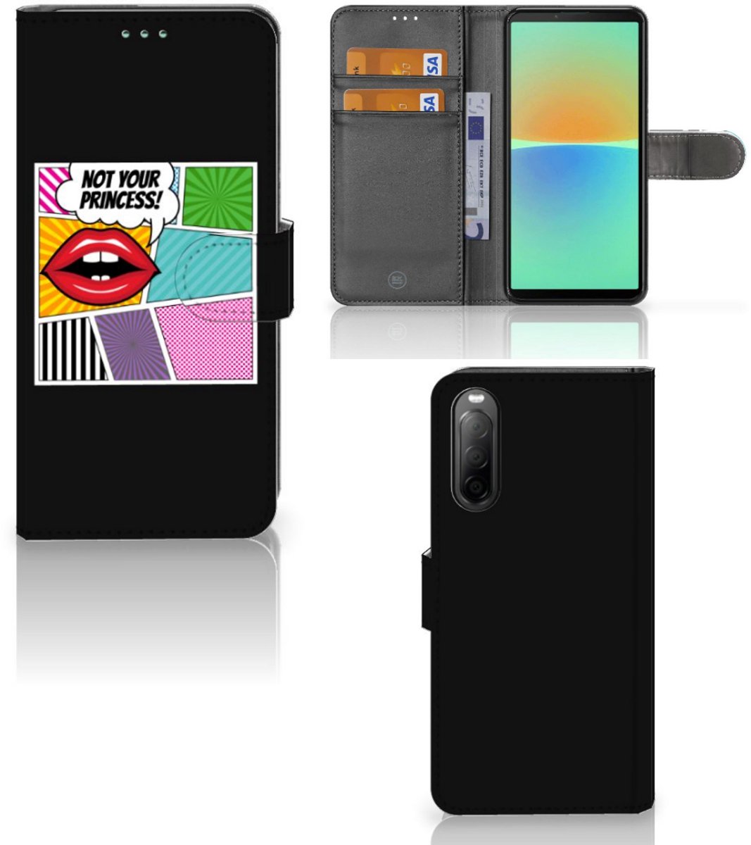 Sony Xperia 10 IV Wallet Case met Pasjes Popart Princess