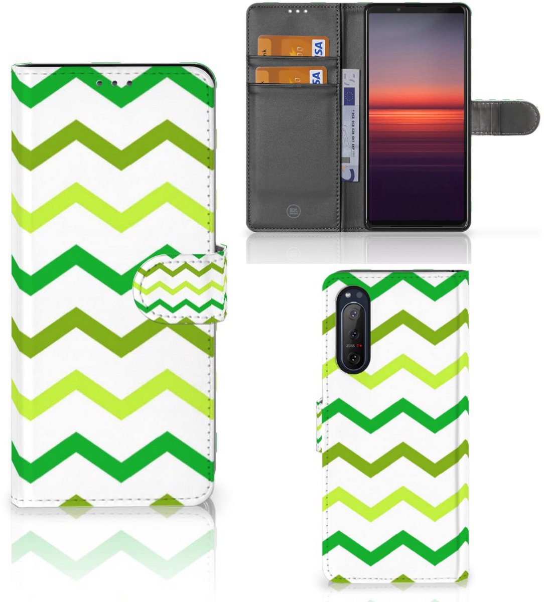 Sony Xperia 5II Telefoon Hoesje Zigzag Groen