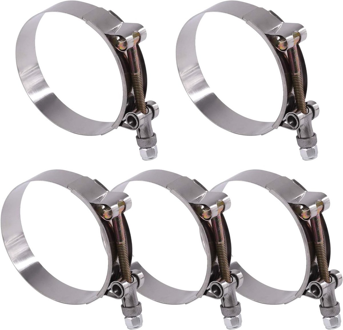 5 Stuks 70-80mm RVS T-Bolt Slangklemmen voor Turbo Inlaat en Intercooler Slangen, Duurzaam en Betrouwbaar