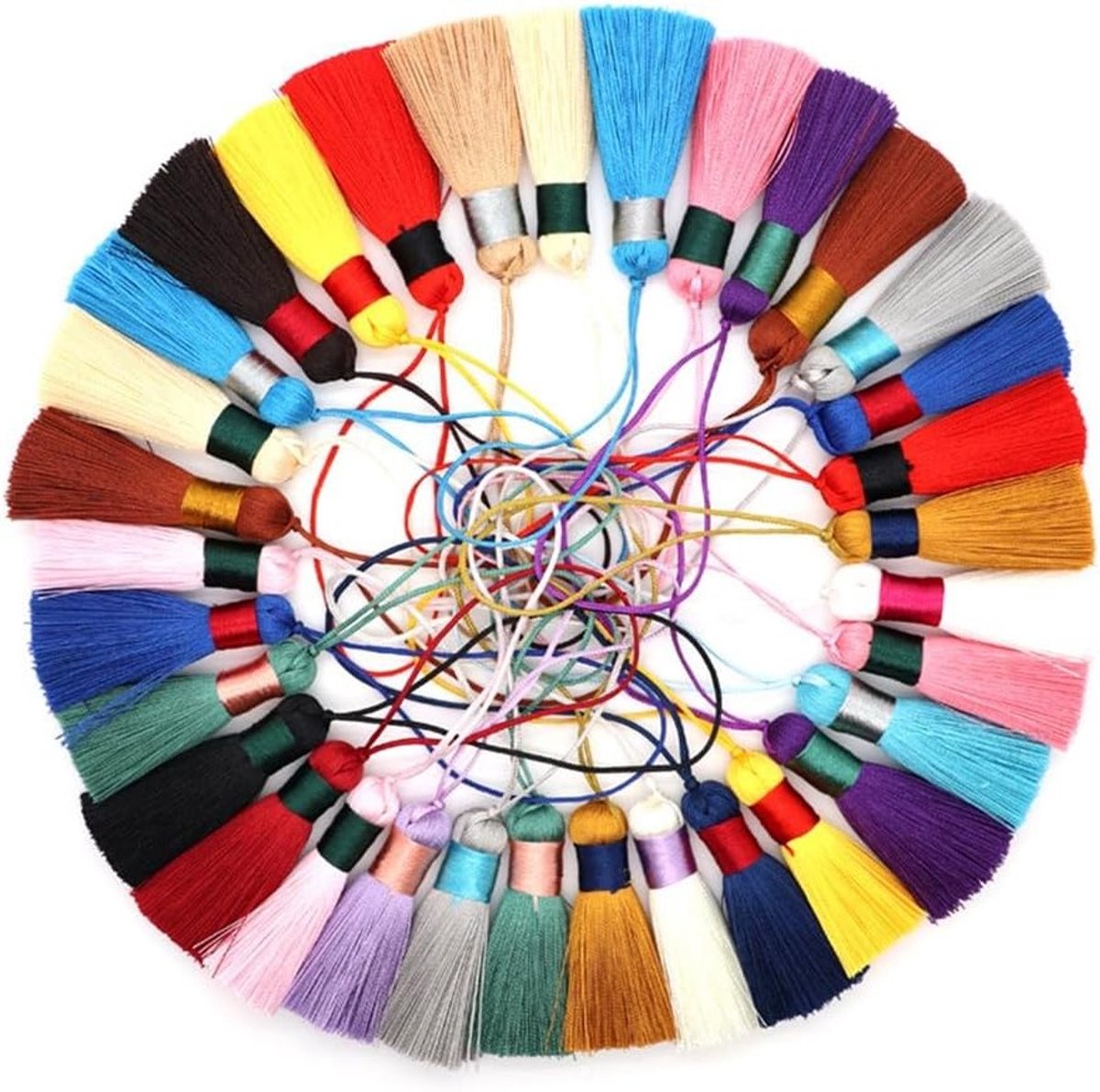 Kleurrijke handgemaakte kwasthangers met zijdeachtige franjes, zachte bladwijzers en sleutelhangers voor DIY sieraden en knutselen, perfect voor accessoires en decoratie