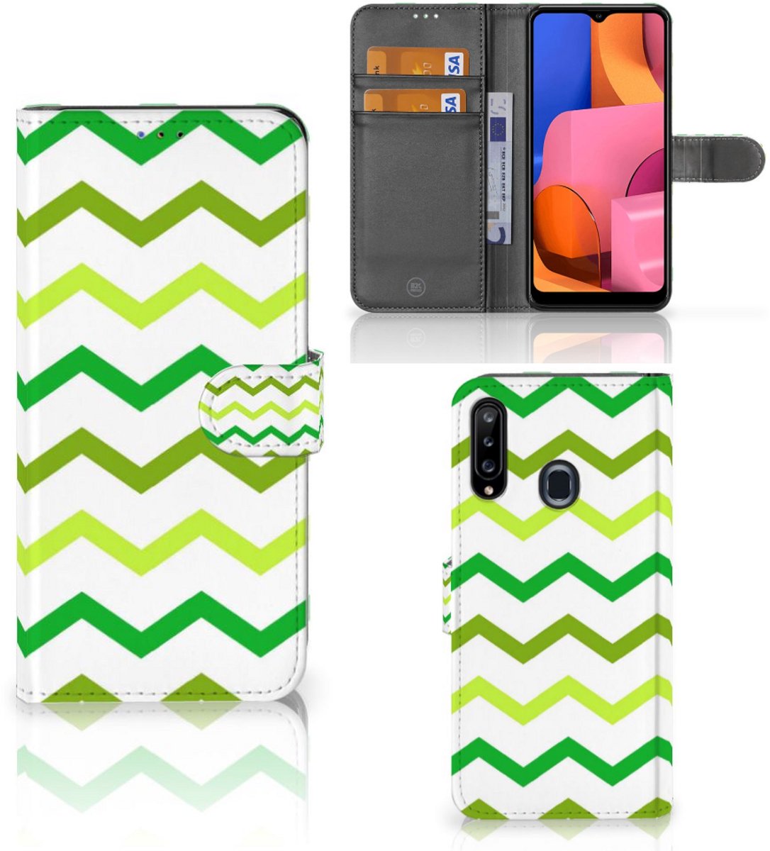 Samsung Galaxy A20s Telefoon Hoesje Zigzag Groen