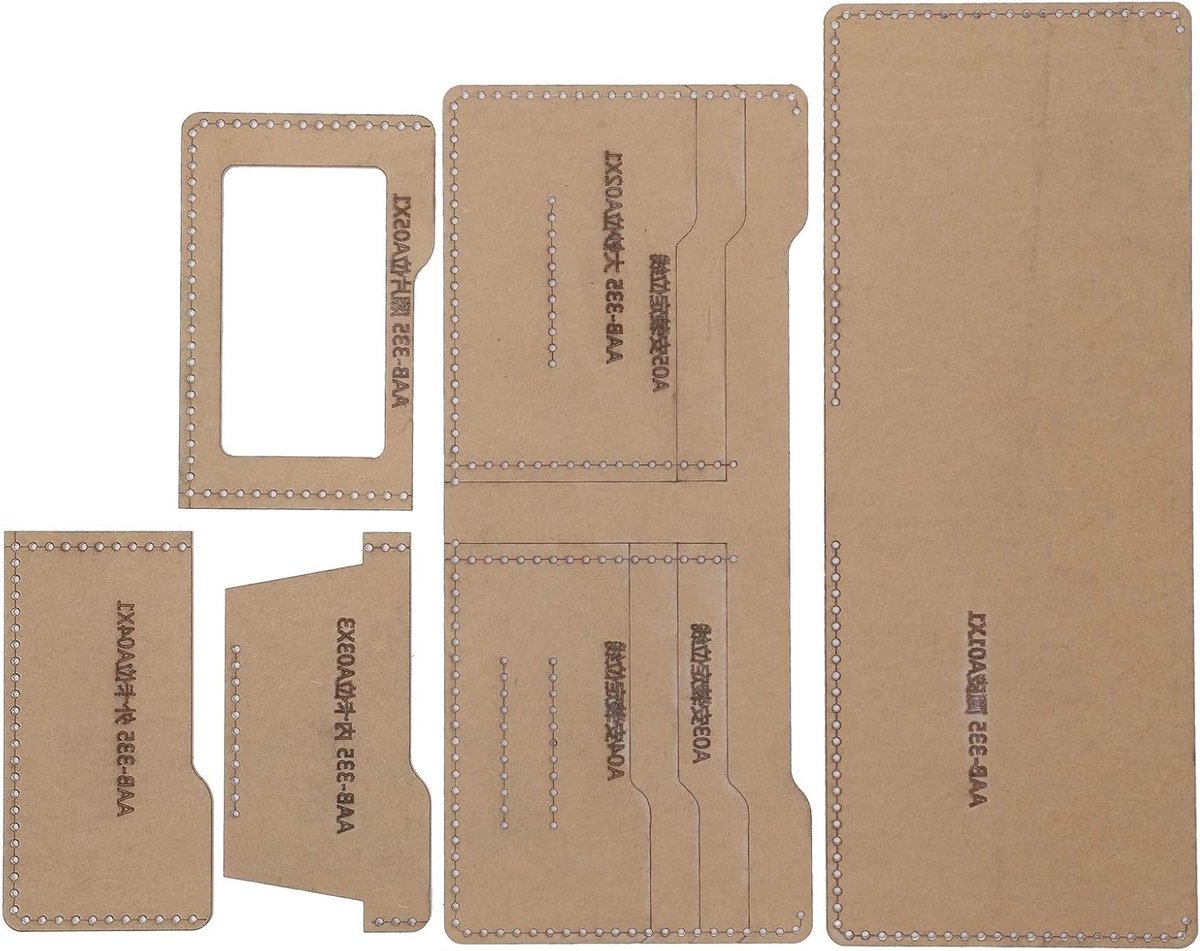 Vijf Stuks Acryl Leer Sjablonen voor Korte Portemonnee - DIY Naai- en Quiltsjablonen voor Handgemaakte Accessoires en Creatieve Projecten