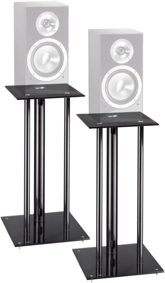Luidsprekerstandaard Set - Boksstatieven Vloer - Optimale Geluidservaring - Verborgen Kabelgeleiding - 64 cm Hoog - Zwart