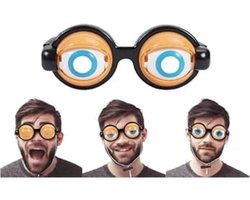 Gele Plezierbril - Gekke Bril - Feestelijke Accessoires - 3D Ogen - 100 g - Geel