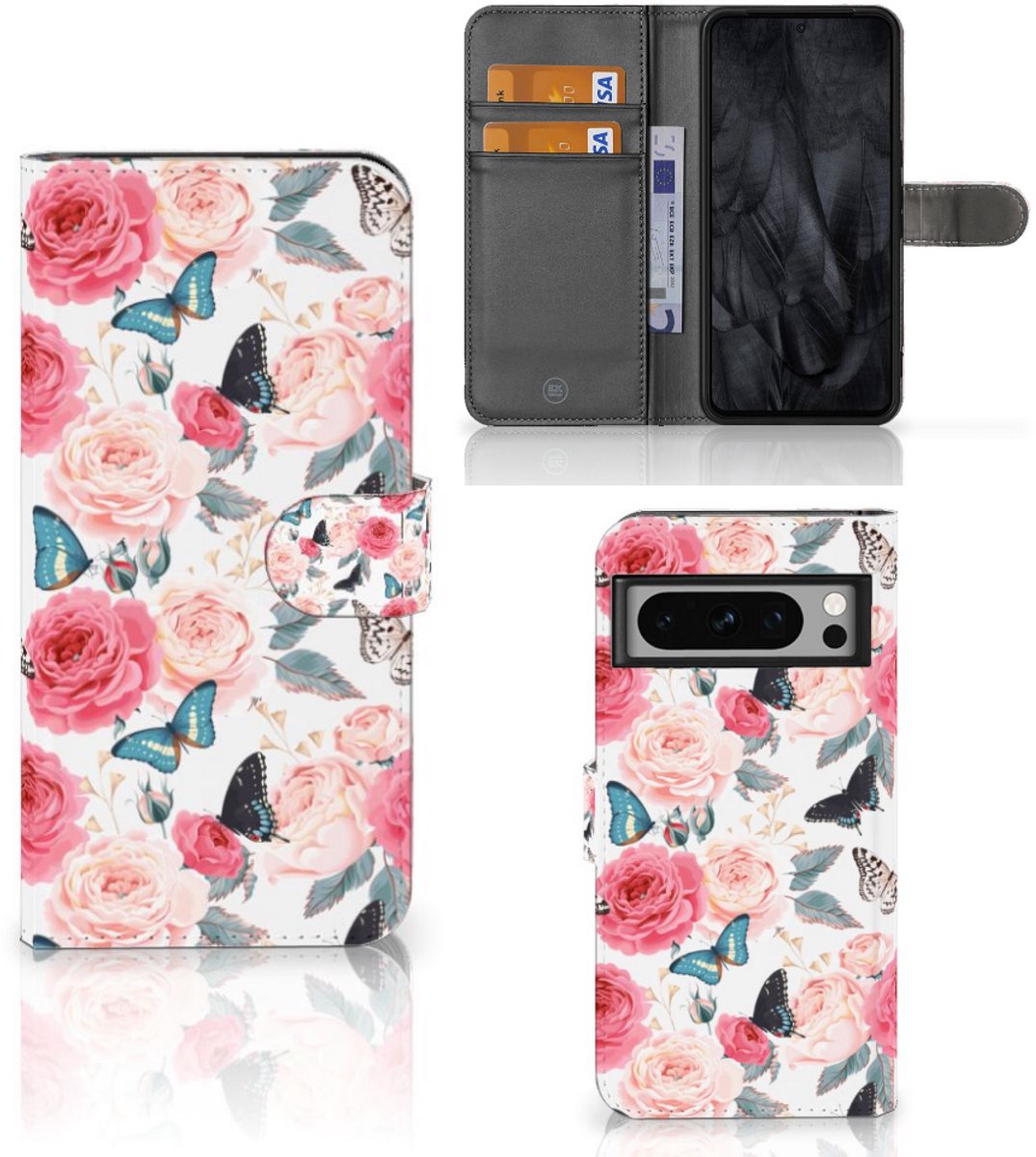 Google Pixel 8 Pro Hoesje Butterfly Roses