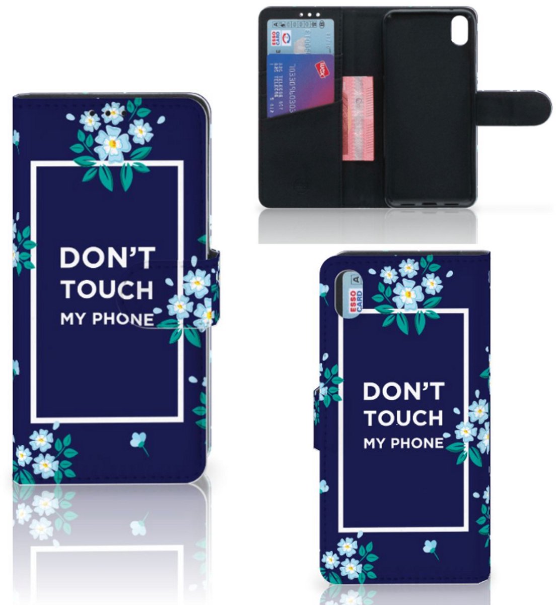 Xiaomi Redmi 7A Portemonnee Hoesje Flowers Blue DTMP