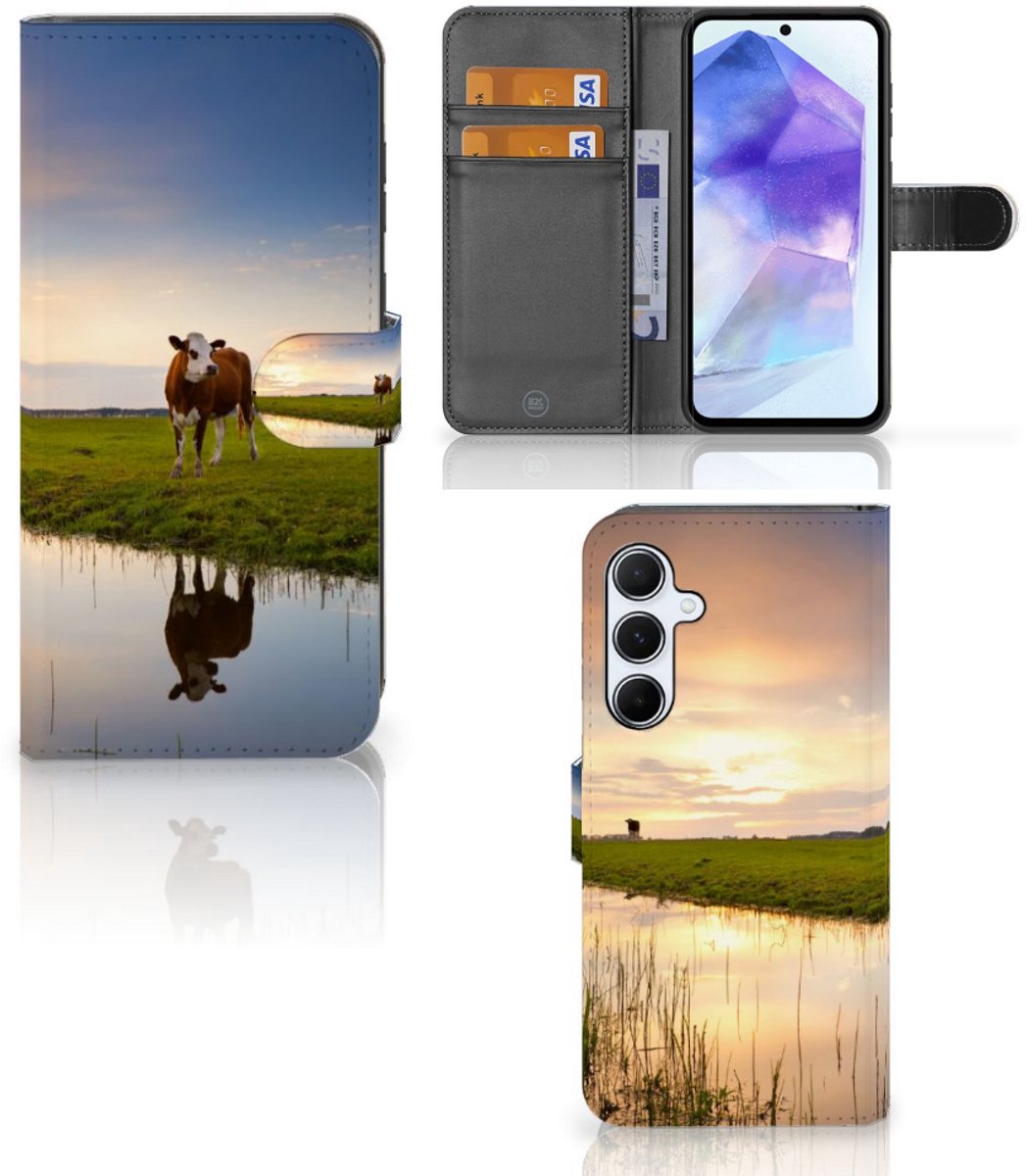 Samsung Galaxy A55 Telefoonhoesje met Pasjes Koe