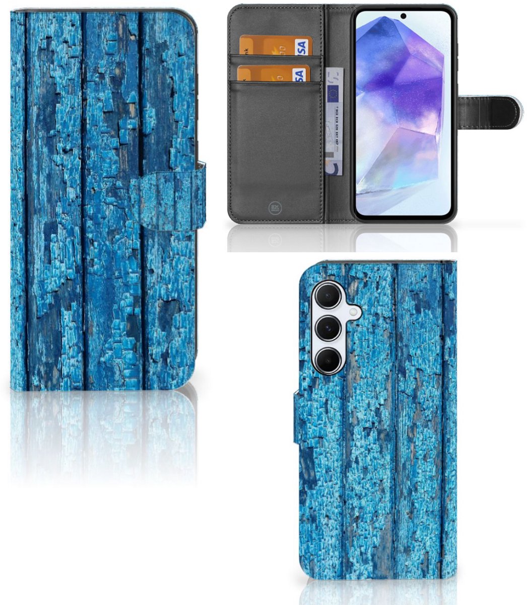 Samsung Galaxy A55 Book Style Case Wood Blue