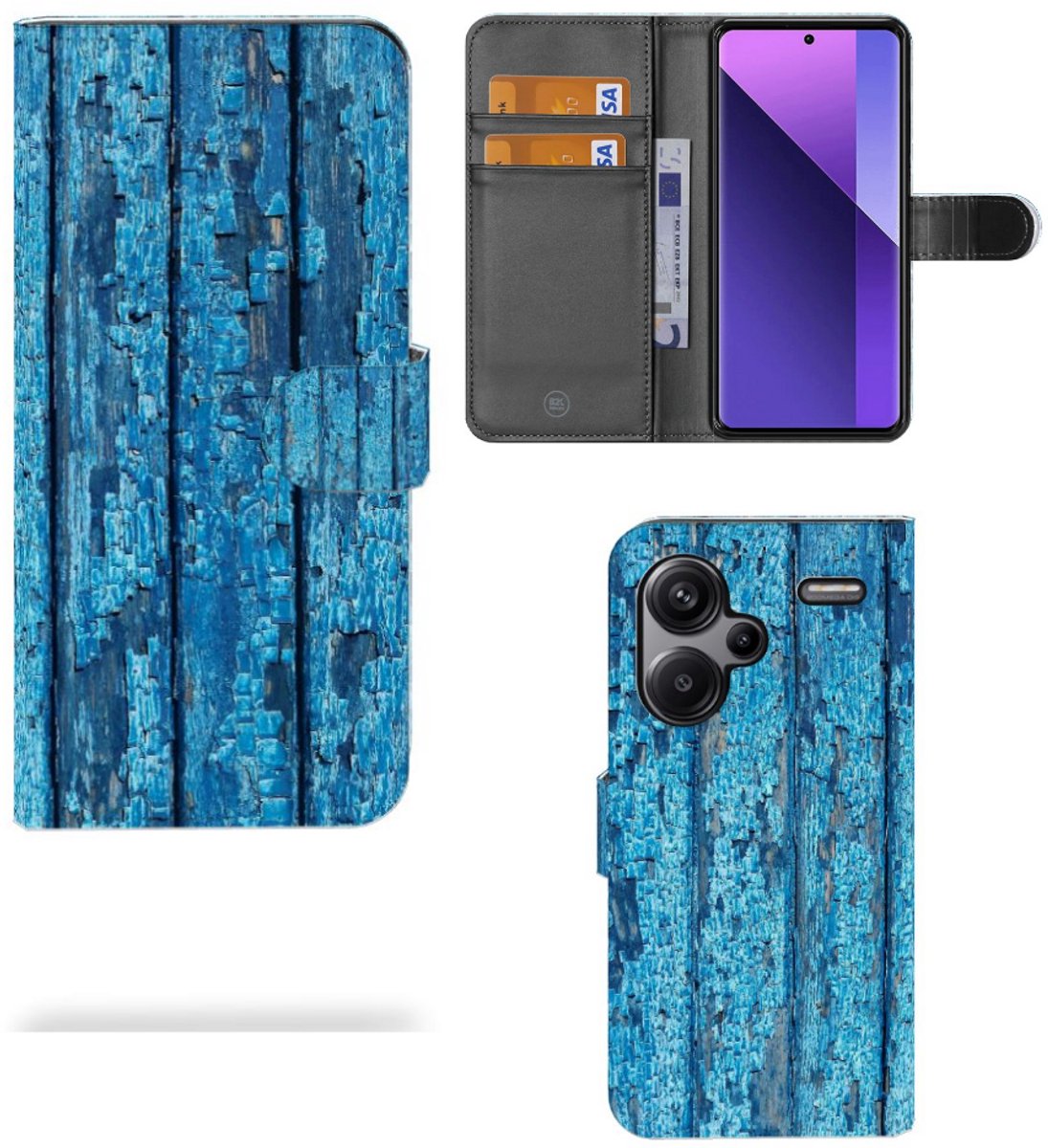 Xiaomi Redmi Note 13 Pro Plus Book Style Case Wood Blue