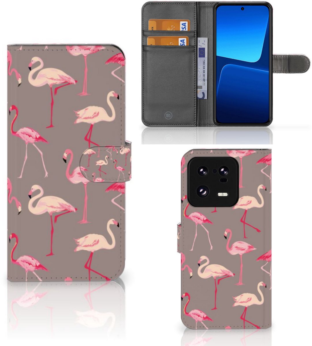 Xiaomi 13 Pro Telefoonhoesje met Pasjes Flamingo