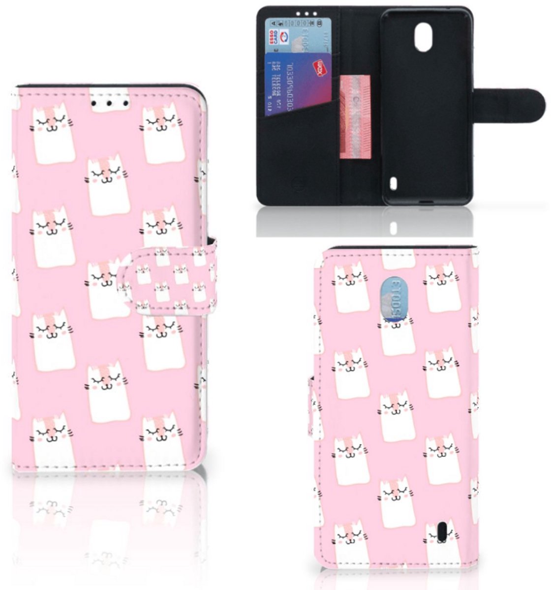 Nokia 1 Plus Telefoonhoesje met Pasjes Sleeping Cats