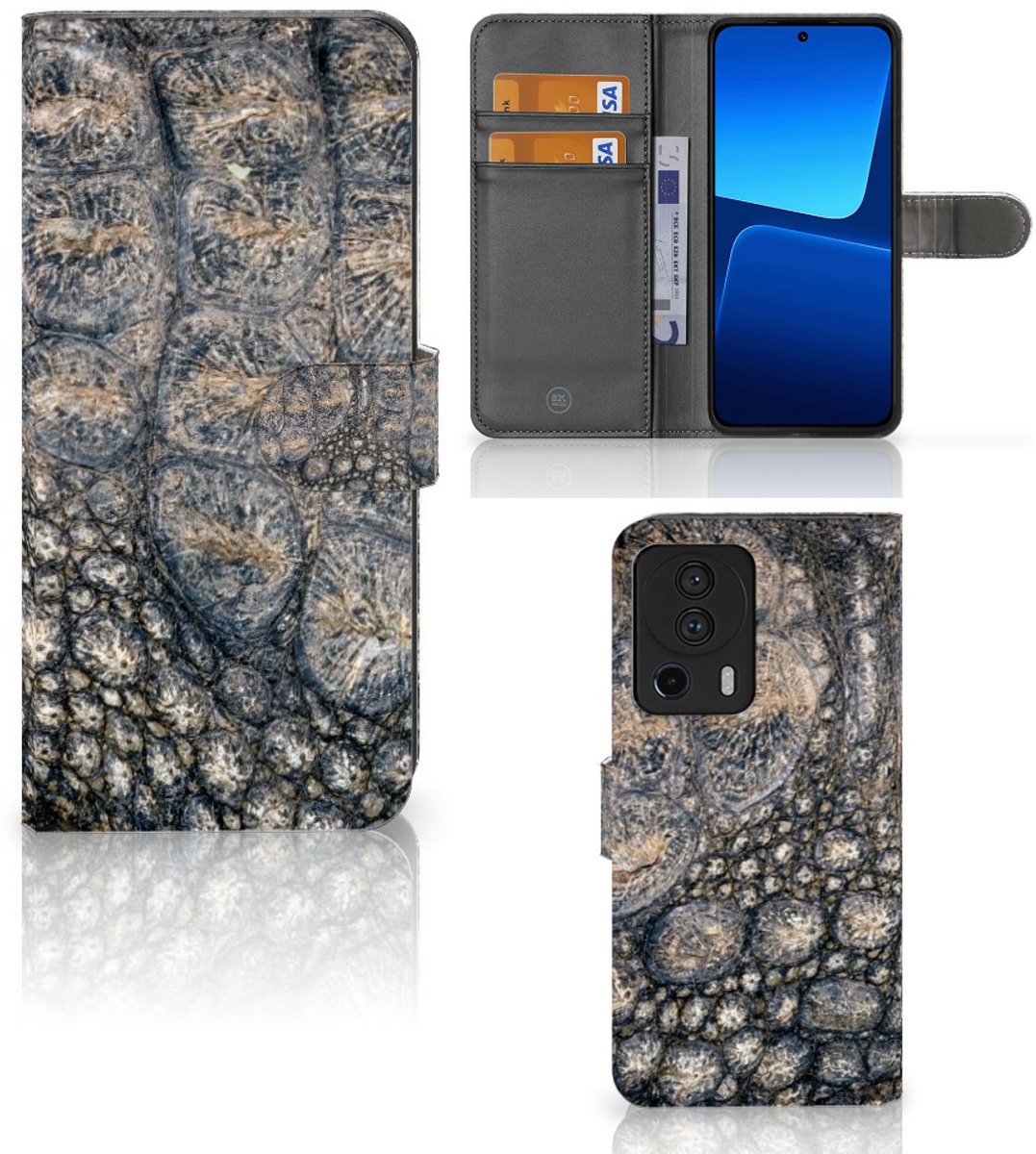 Xiaomi 13 Lite Telefoonhoesje met Pasjes Krokodillenprint
