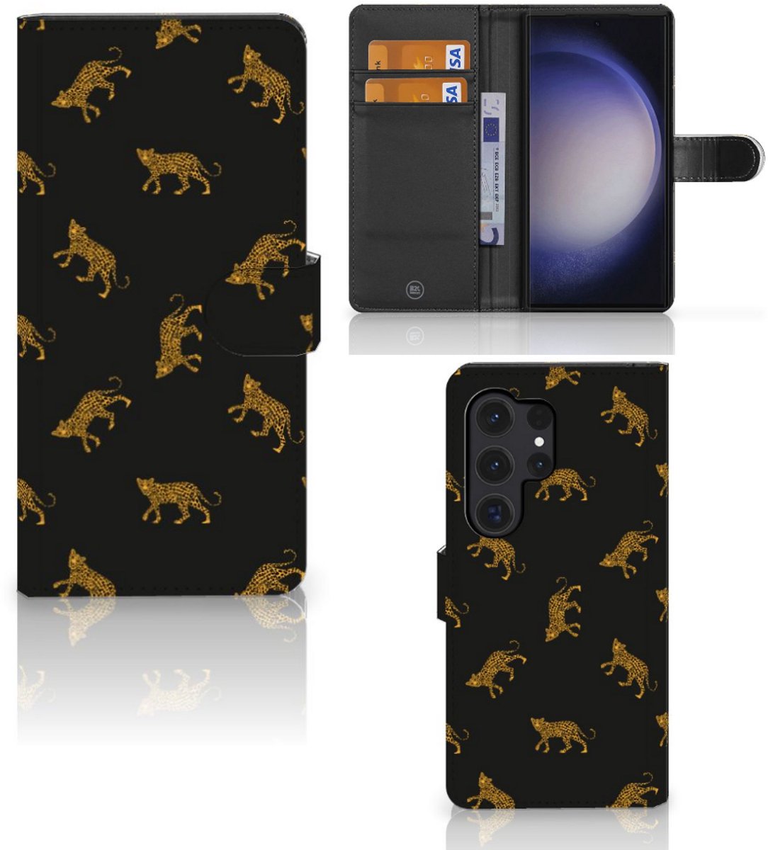 Telefoonhoesje met Pasjes voor Samsung Galaxy S24 Ultra Leopards
