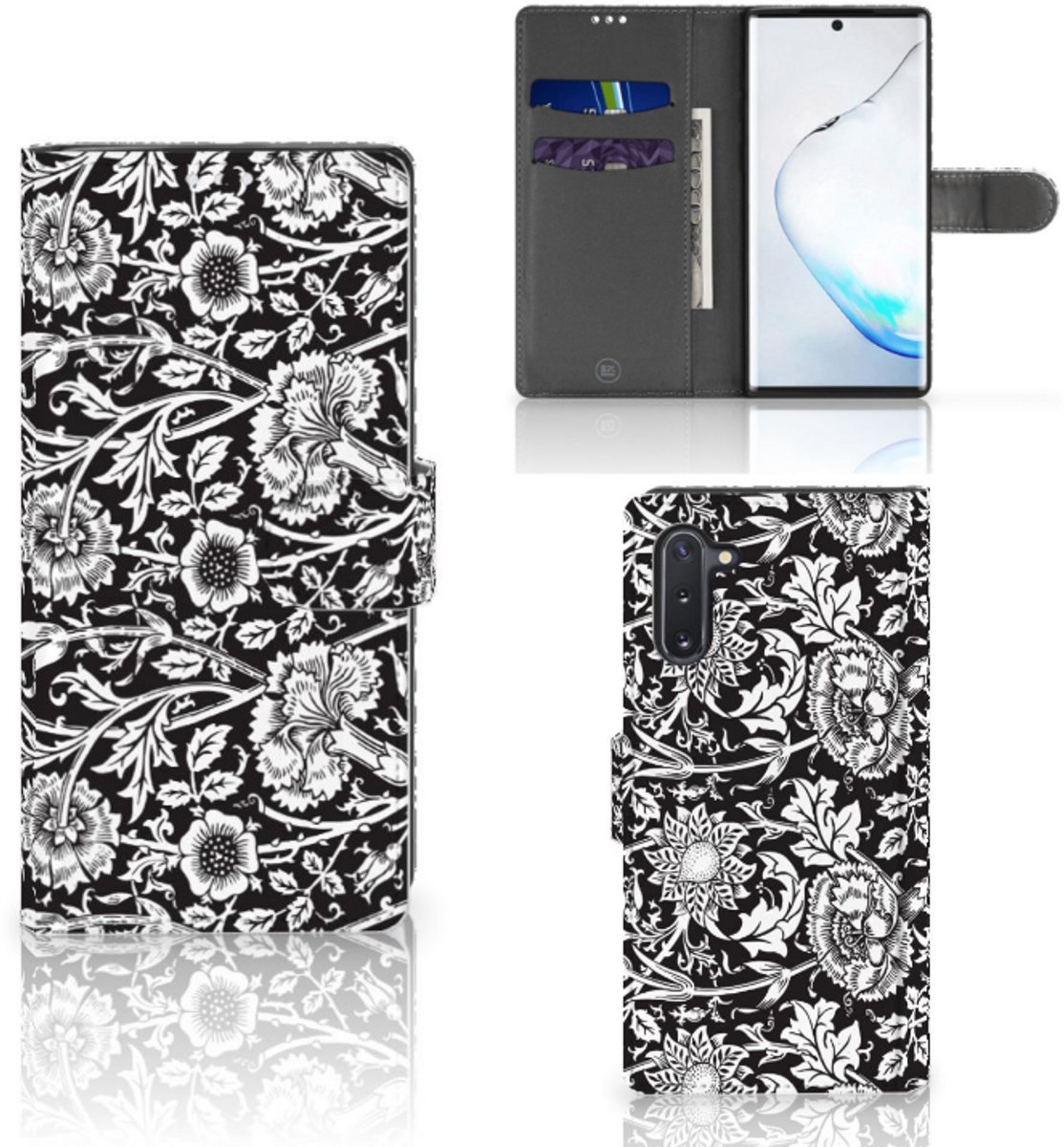 Samsung Galaxy Note 10 Hoesje Black Flowers