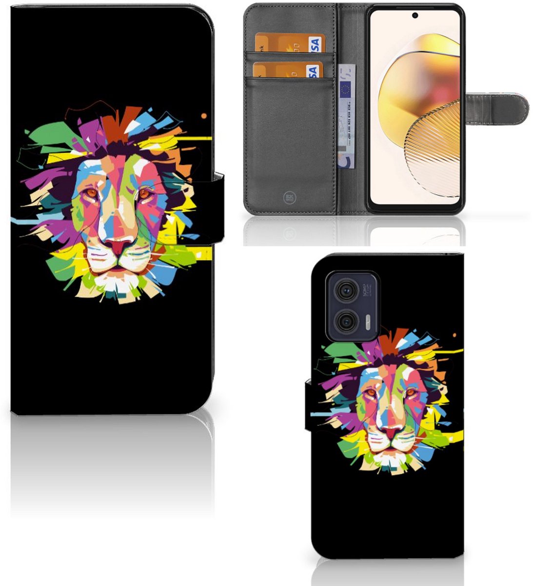 Motorola Moto G73 Leuk Hoesje Lion Color