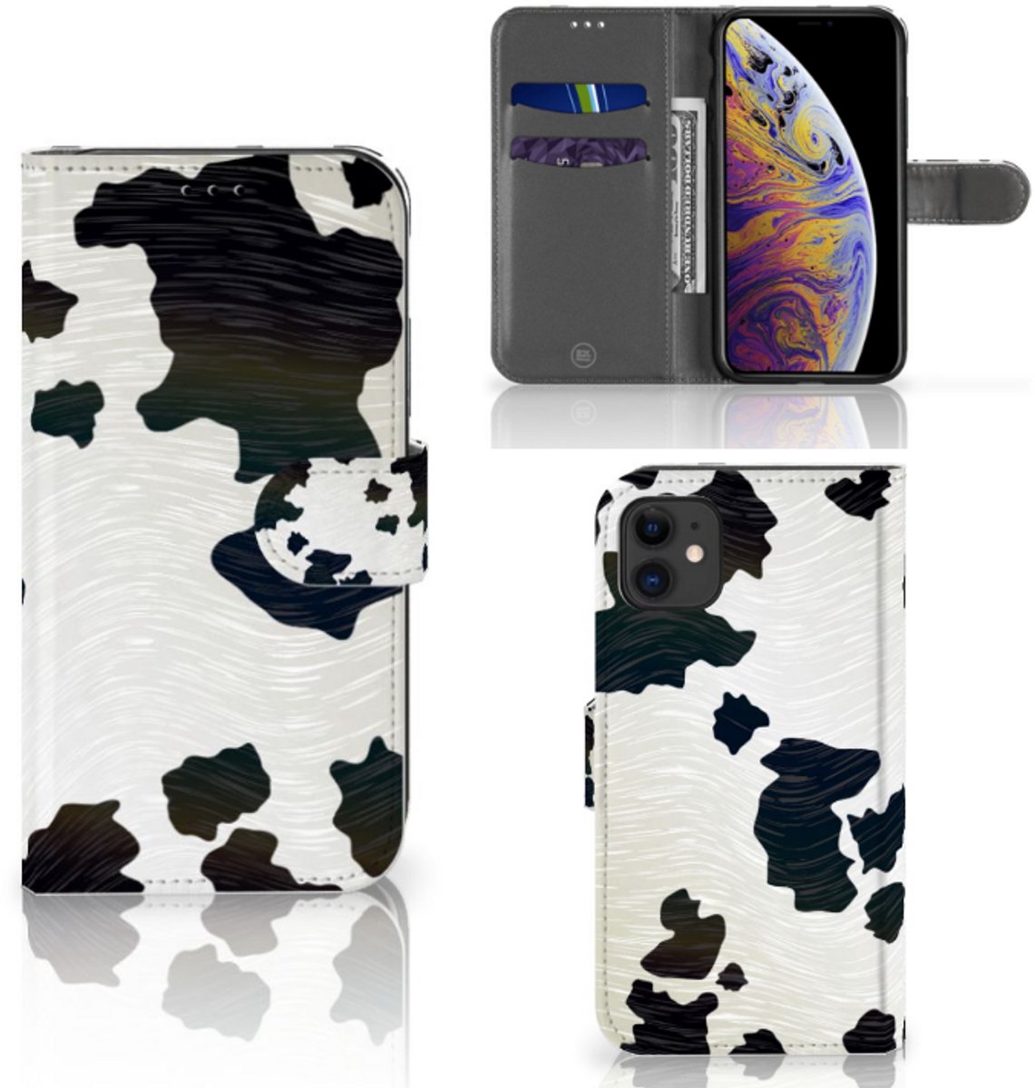 Apple iPhone 11 Telefoonhoesje met Pasjes Koeienvlekken