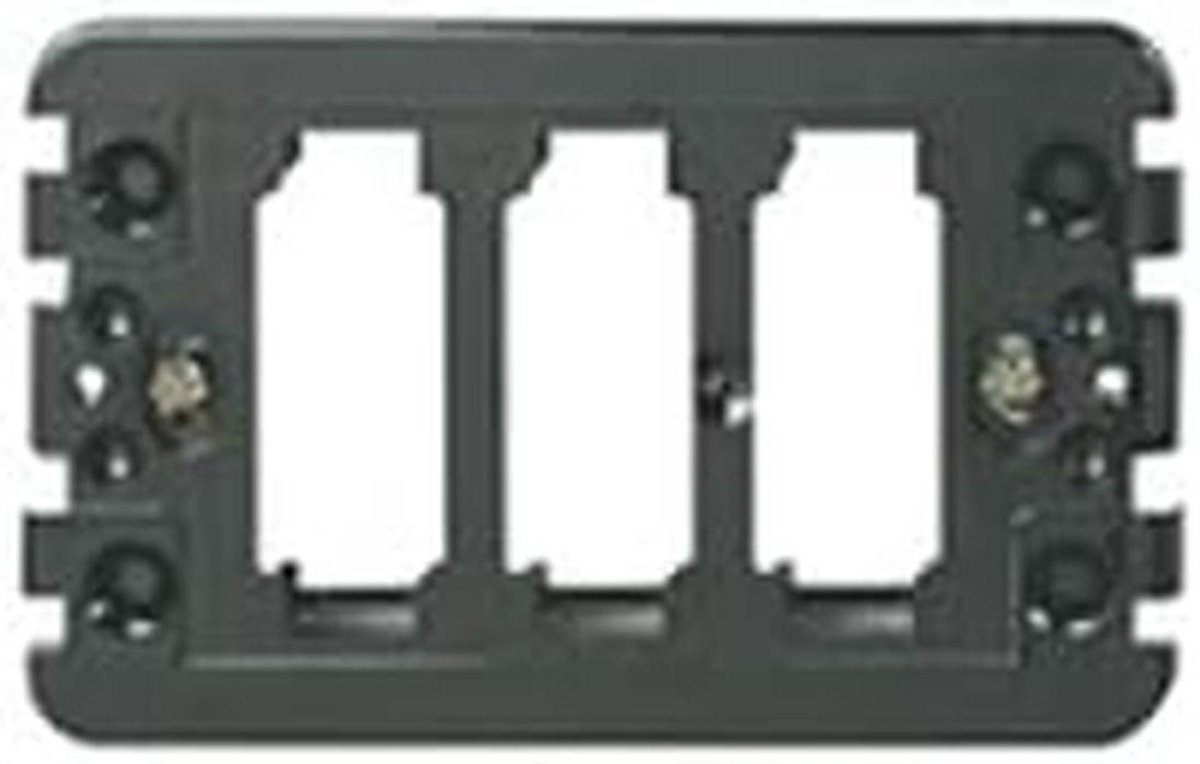 Vimar 0R08531 8000 Serie houder 3 standaard modules met schroeven voor rechthoekige inbouwdozen 3 modules of wanddozen 09968, 09973, 09974 zwart