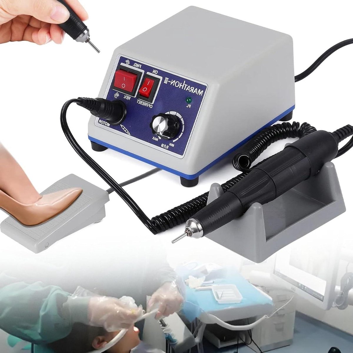 Micromotor Polijstmachine - Polijstkit Handstuk - Sieraden en Tandwerk - Traploze Snelheidsregeling - 35000 Tpm - Zwart