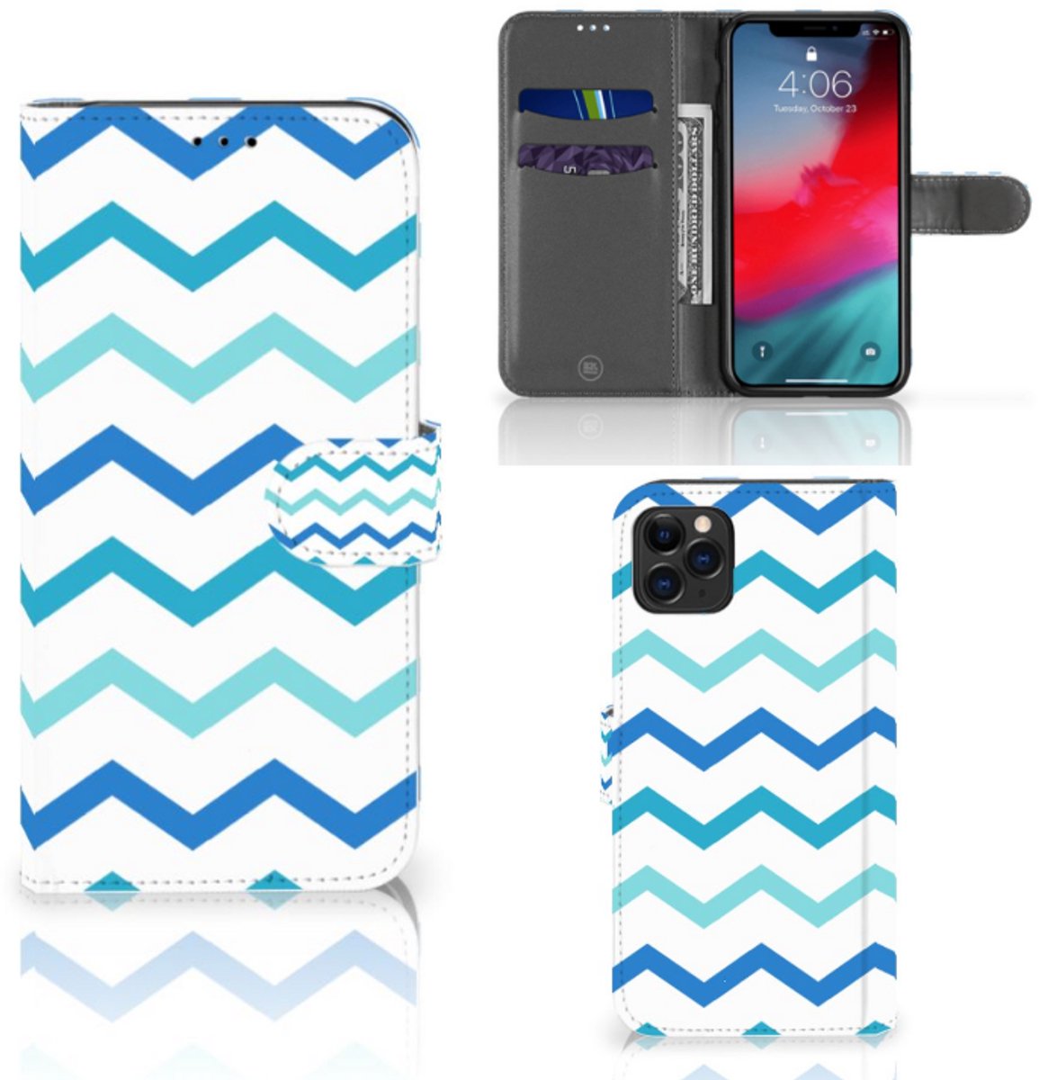 Apple iPhone 11 Pro Max Telefoon Hoesje Zigzag Blauw