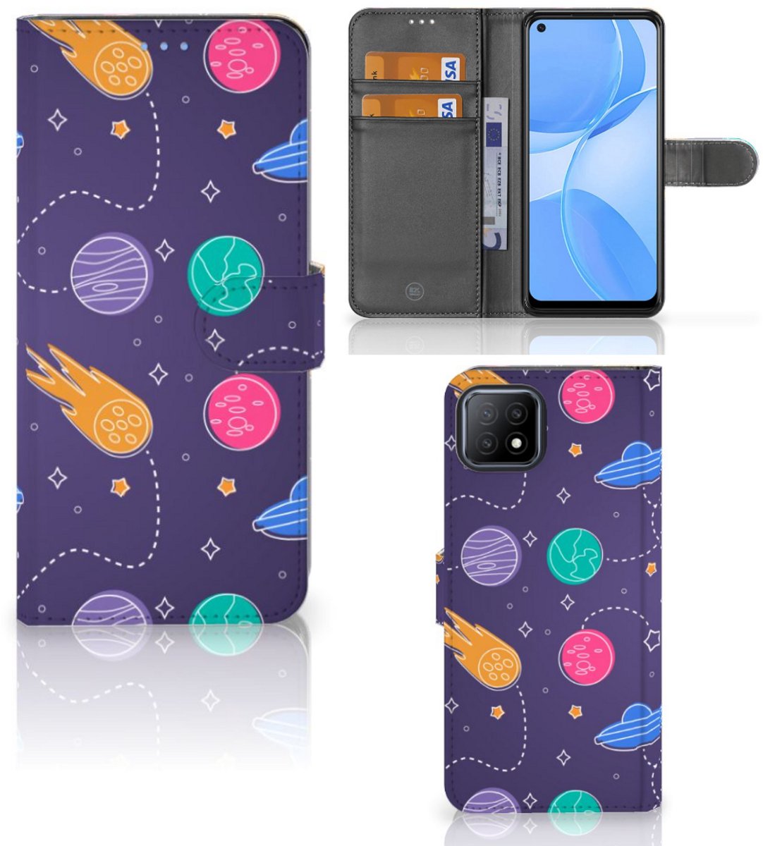 Boekhoesje voor OPPO A73 5G Wallet Case met Pasjes Space