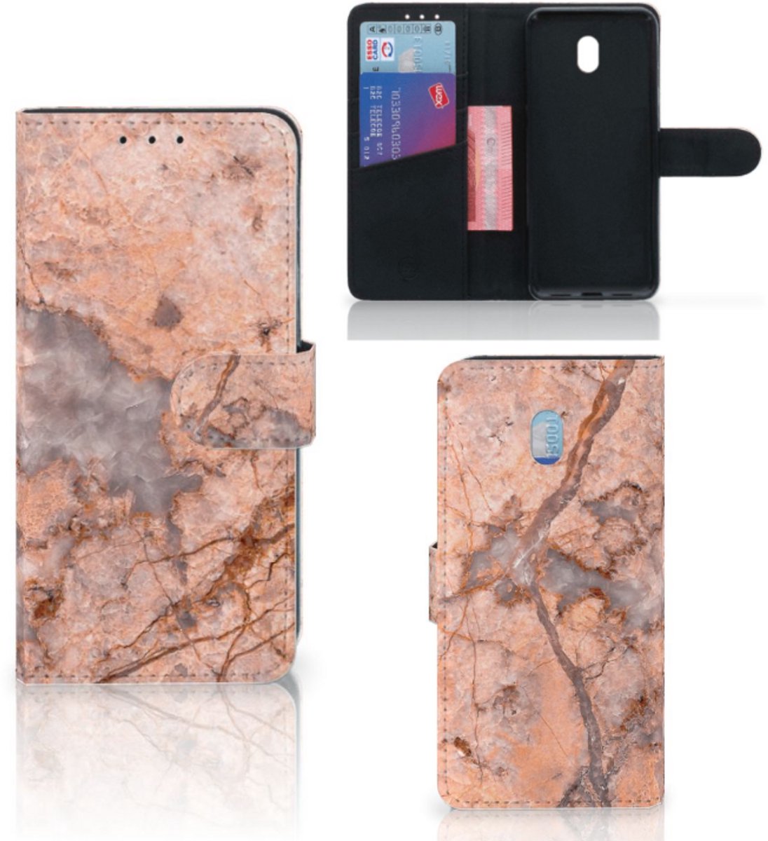 Xiaomi Redmi 8A Bookcase Marmer Oranje