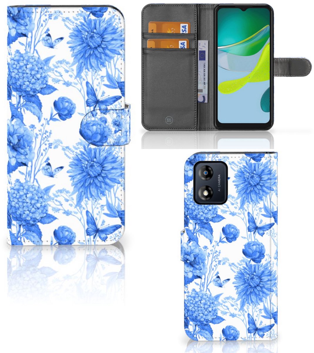 Hoesje voor Motorola Moto E13 4G Flowers Blue