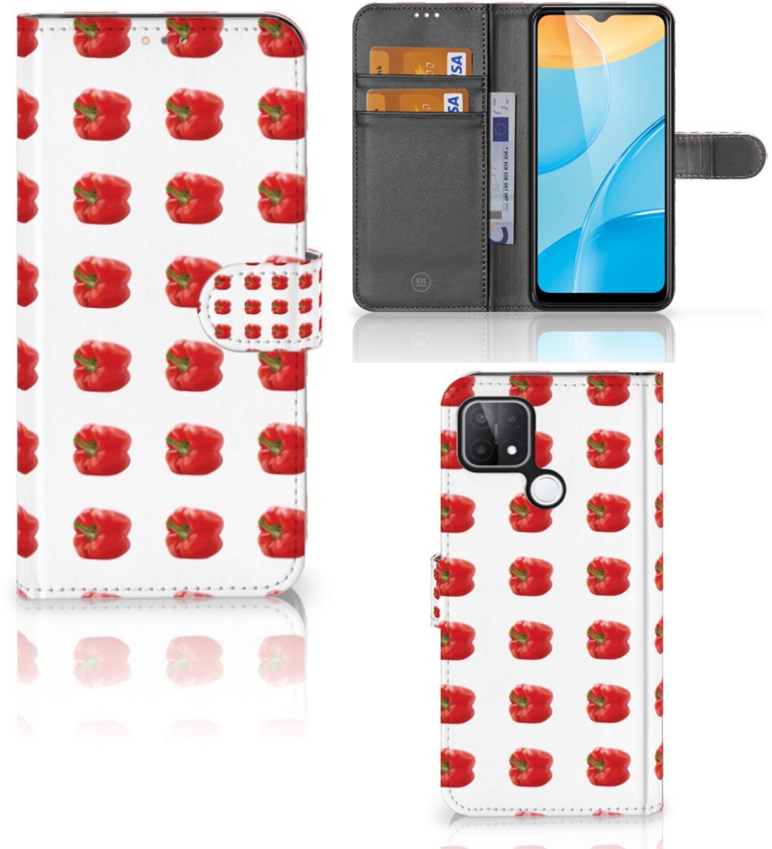 OPPO A15 Book Cover Paprika Red