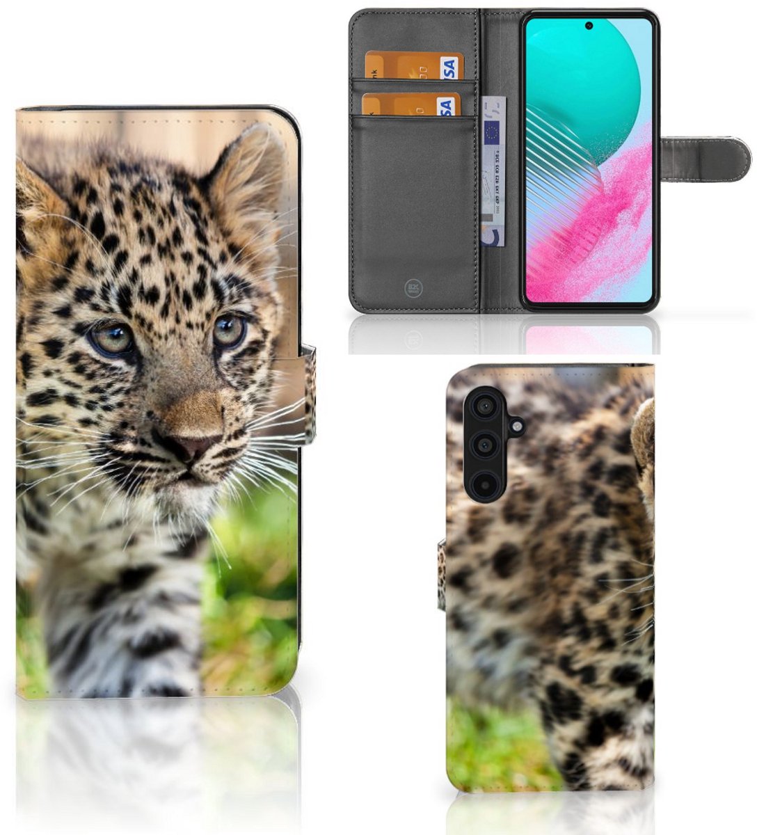Samsung Galaxy M54 Telefoonhoesje met Pasjes Baby Luipaard