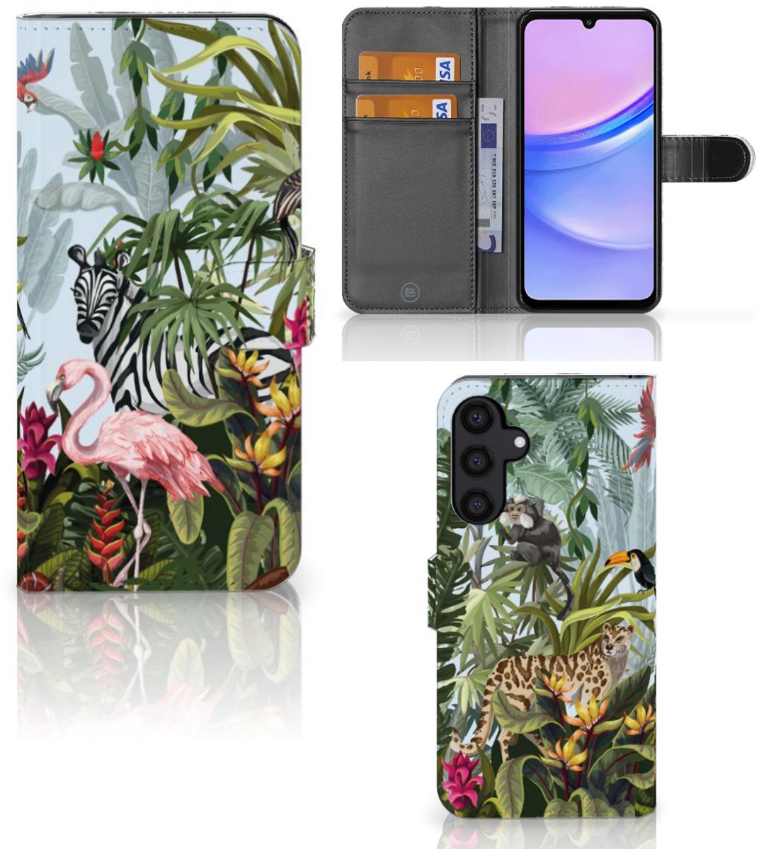 Telefoonhoesje met Pasjes voor Samsung Galaxy A15 Jungle