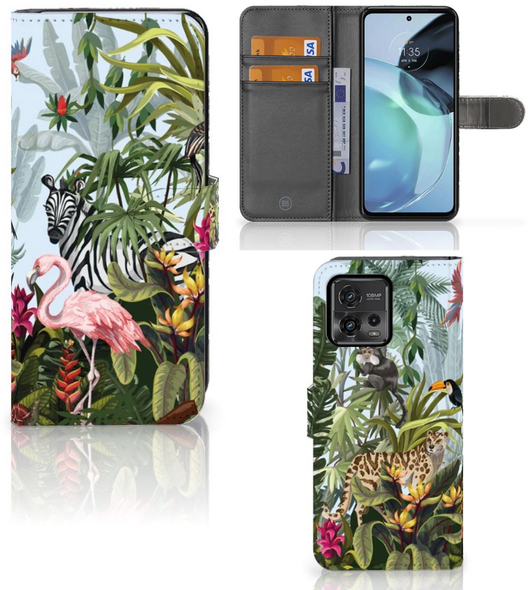 Telefoonhoesje met Pasjes voor Motorola Moto G72 Jungle