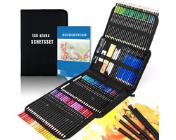 Quvo® Tekenset - Tekendoos - Tekenkoffer - Tekenset Volwassenen - Tekendoos Voor Kinderen - Zwart - 31cm x 24cm x 9cm