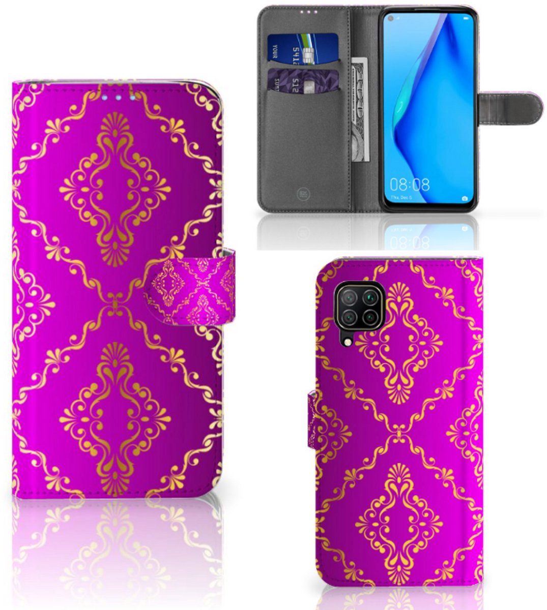Book Case voor Wallet Case Huawei P40 Lite Barok Roze