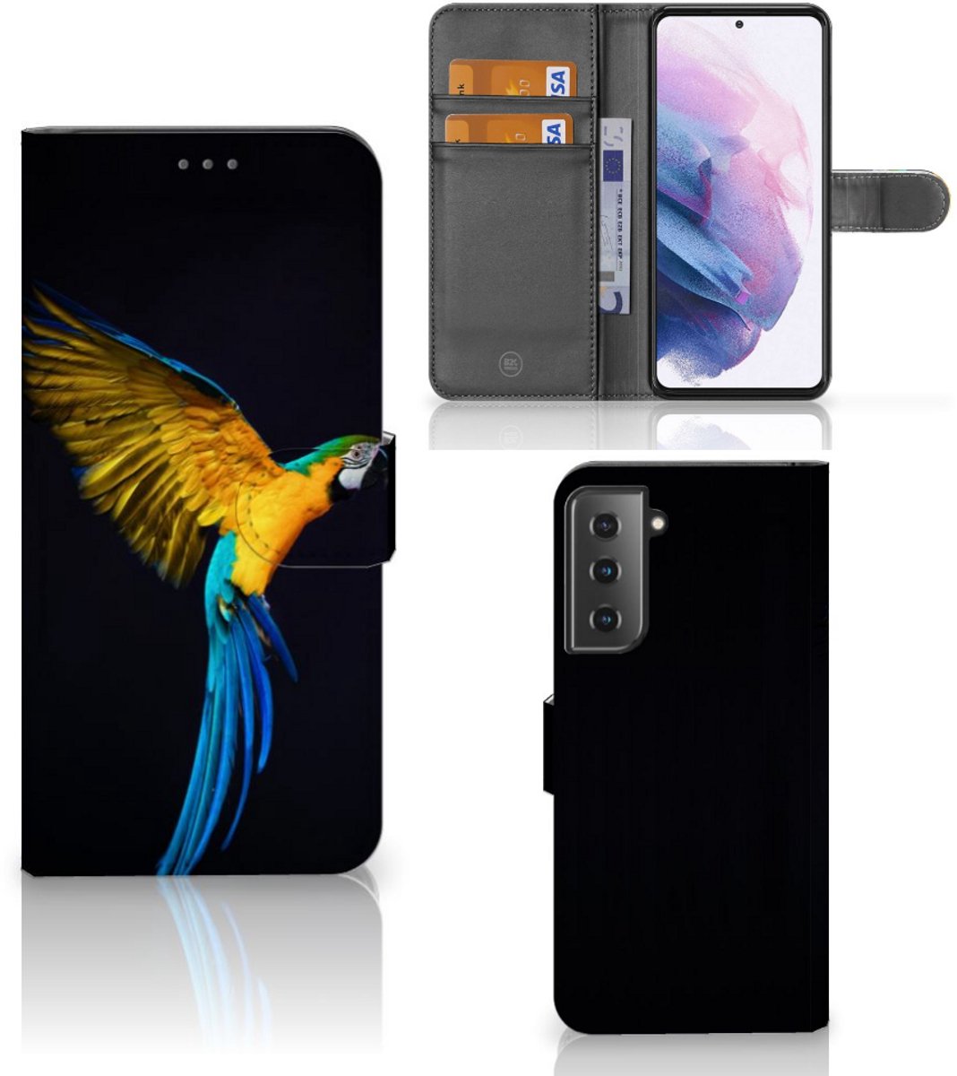 Samsung Galaxy S21 Plus Telefoonhoesje met Pasjes Papegaai