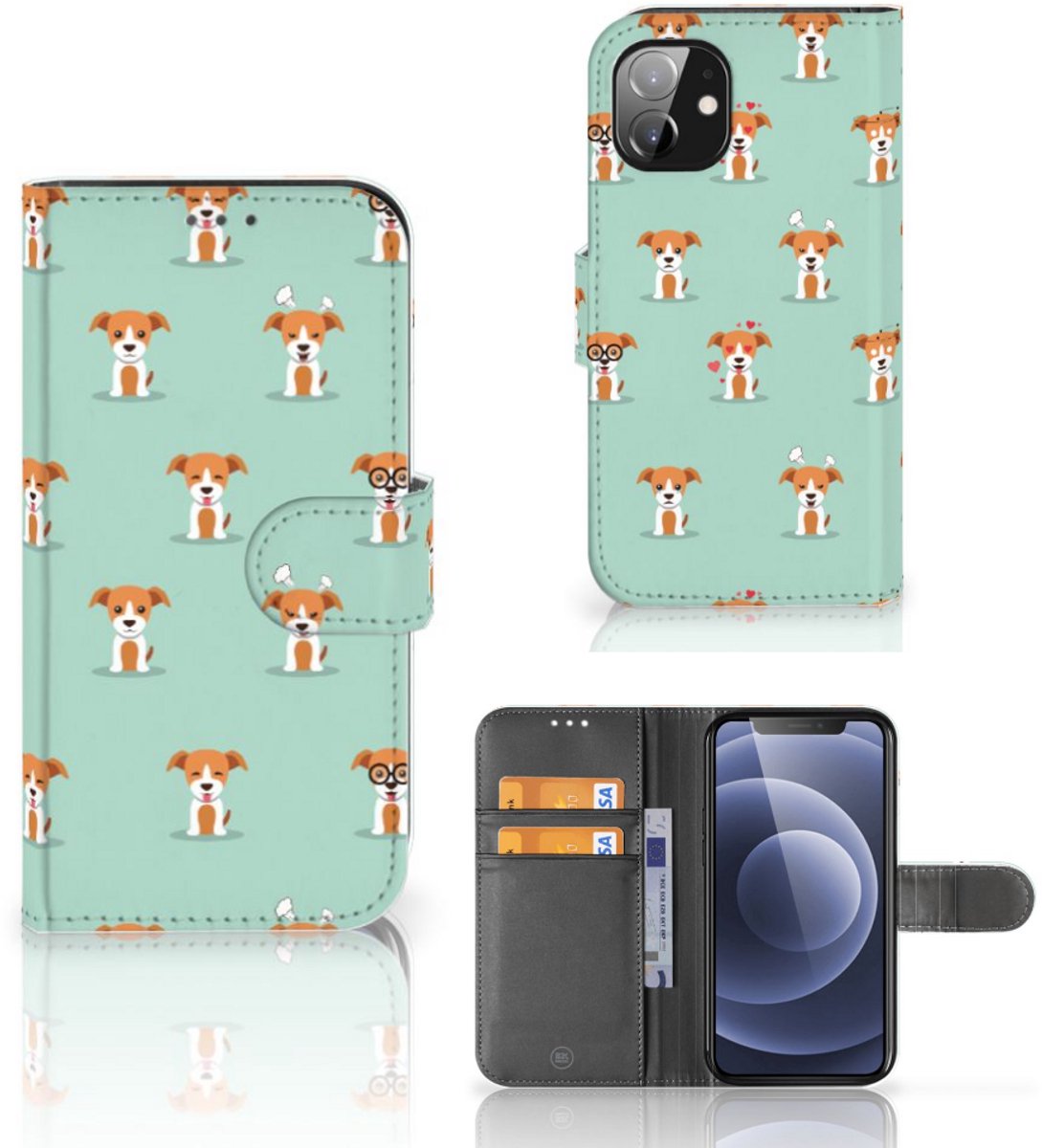 Boekhoesje voor Apple iPhone 12 Mini Telefoonhoesje met Pasjes Pups