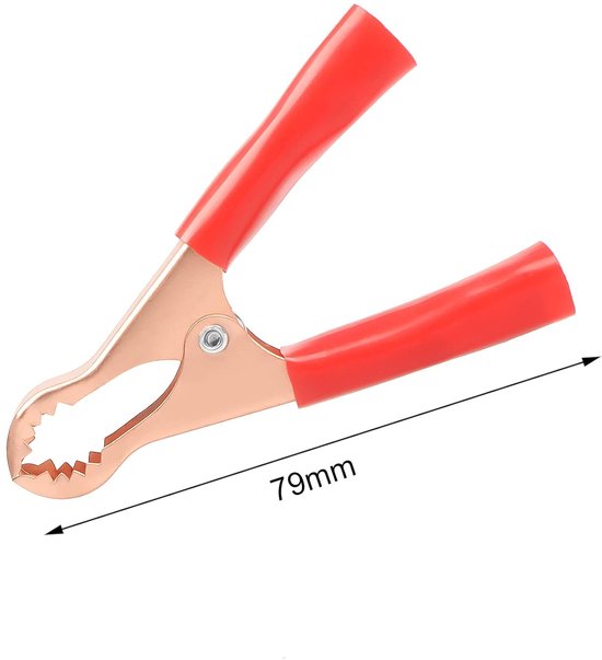Set van 6 - 50A krokodillenklemmen - Geïsoleerde, zware metalen veerklemmen - Volledig koperen acculaadklemmen - Roestvrij staal - Rood en zwart van Merkloos — afbeelding 2